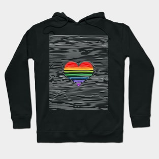 Rainbow Heart and White Stripes Hoodie